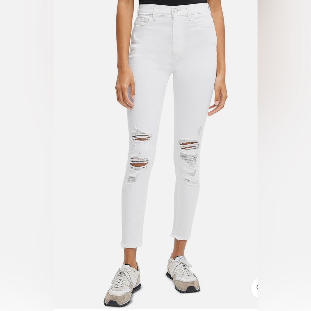 7 for All Mankind The Ankle Skinny Jean White Distressed Women’s size 24 x 27
